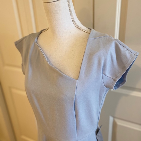 French Connection Lula Stretch Slash Neck Dress 12 - Picture 3 of 6